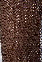 Load image into Gallery viewer, Lorenzo Crystal Mesh Cover-Ups Long-Sleeved Dress - Caraway
