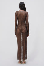 Load image into Gallery viewer, Lorenzo Crystal Mesh Cover-Ups Long-Sleeved Dress - Caraway
