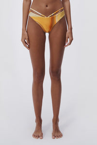 Emmalyn Marble Printed Swimwear Strappy Bikini Bottom - Zinnia Marble