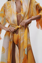 Load image into Gallery viewer, Odelia Marble Printed Cover-Ups Flowy Sleeve Button Up Mini Dress - Zinnia Marble
