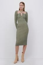 Load image into Gallery viewer, Elijah Marled Compact Rib W/ Lace Up Midi Dress - Midnight Multi
