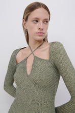 Load image into Gallery viewer, Elijah Marled Compact Rib W/ Lace Up Midi Dress - Midnight Multi
