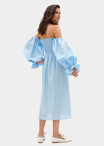 Atlanta Linen Dress - Azure Blue