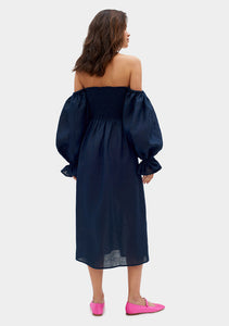 Atlanta Linen Dress - Navy