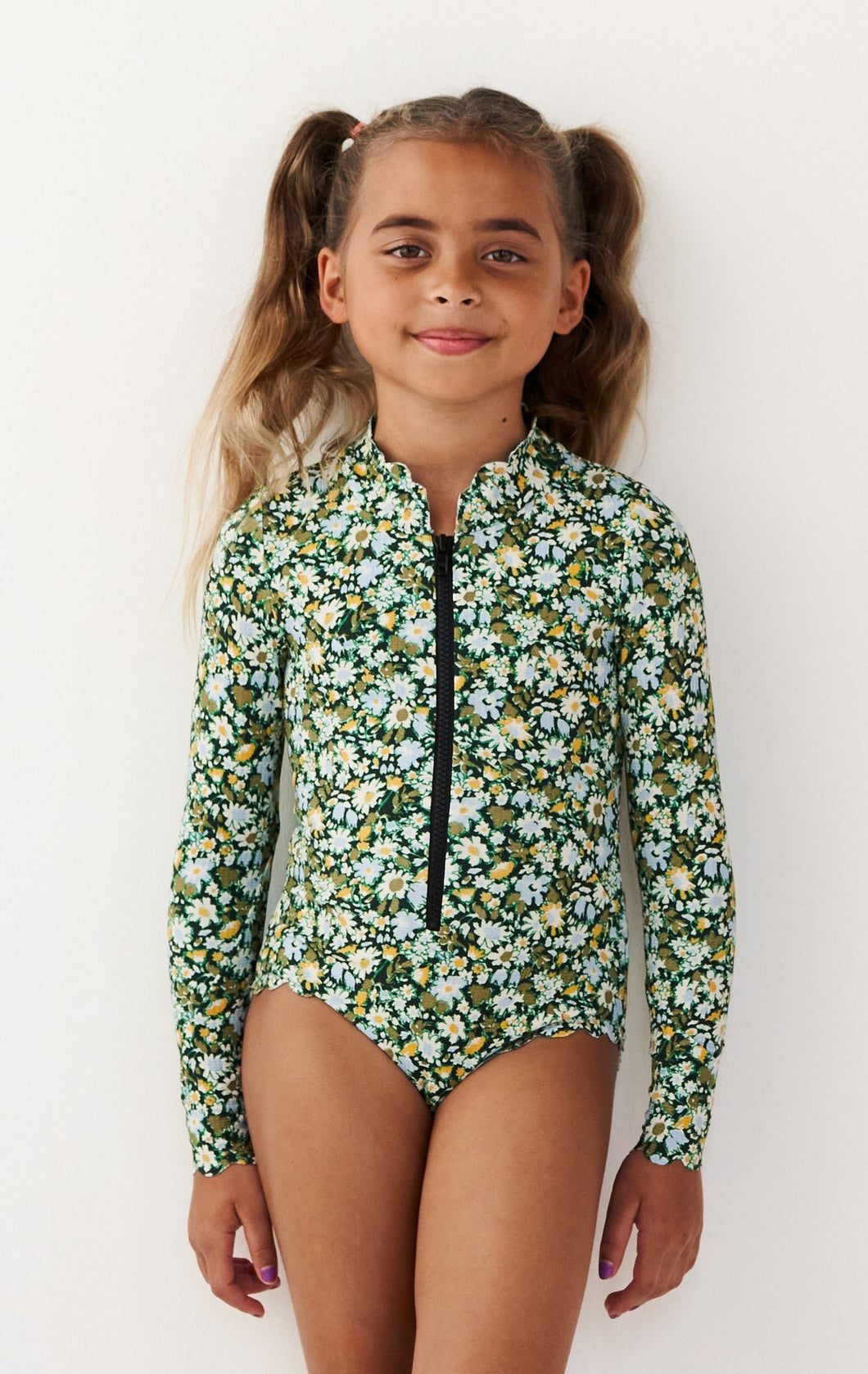 Bumby North Sea Rashguard One Piece in Meadow Flower Print/Horizon