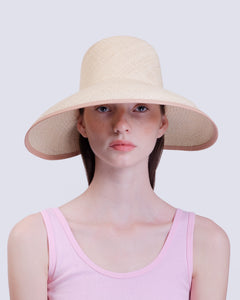 June Capeline - Natural Straw/Pink Elastic Band