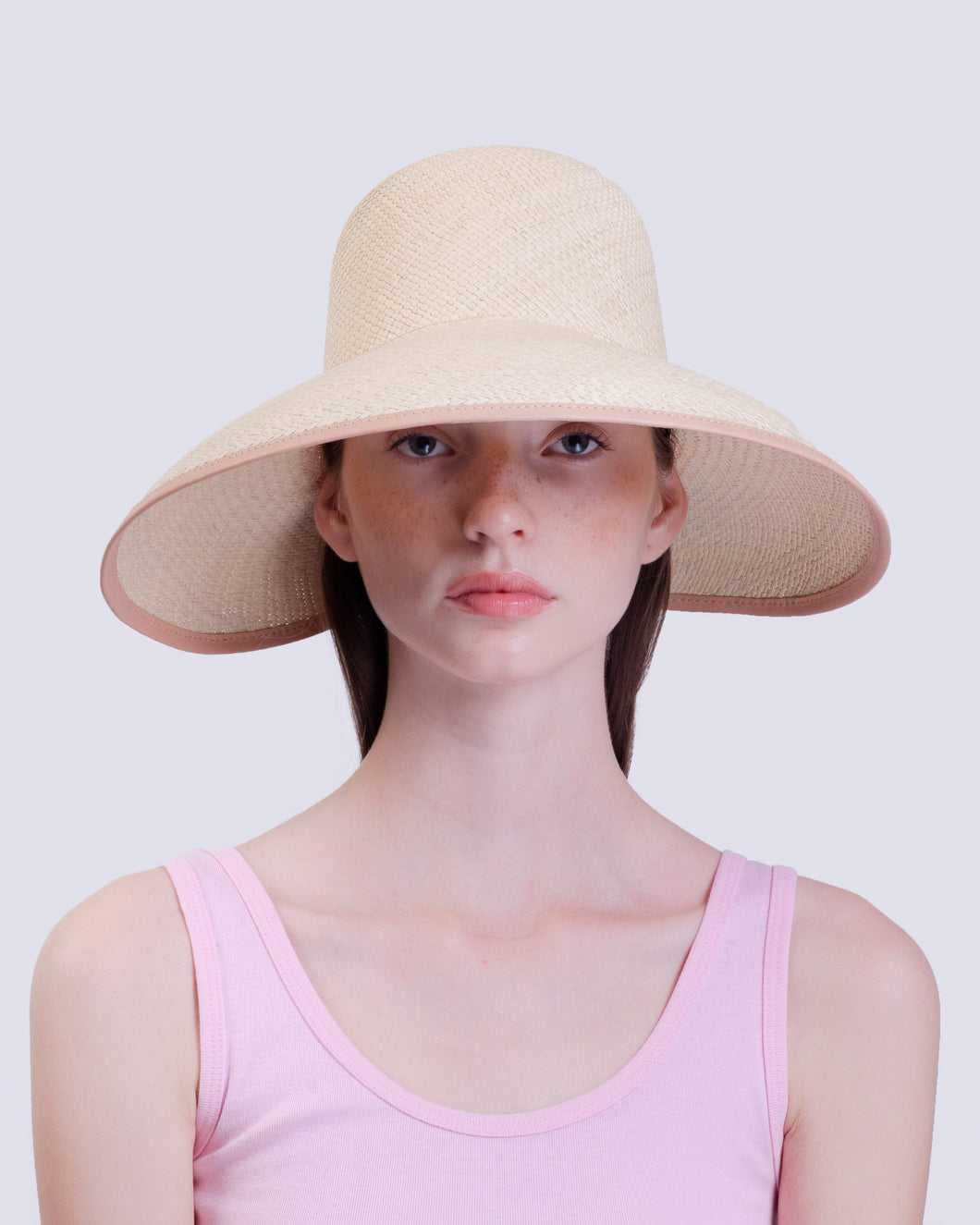 June Capeline - Natural Straw/Pink Elastic Band