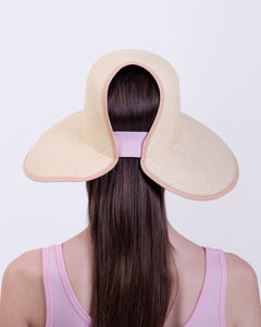 June Capeline - Natural Straw/Pink Elastic Band