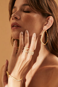 18K Gold Plated Double Pearl Ring