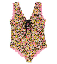 Load image into Gallery viewer, Bumby Lace Up Maillot One Piece in Blossom Flower
