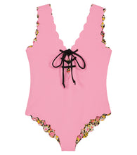 Load image into Gallery viewer, Bumby Lace Up Maillot One Piece in Blossom Flower
