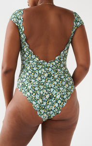 Scalloped Mexico Maillot One Piece - Horizon/Meadow Flower Print