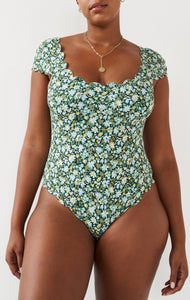 Scalloped Mexico Maillot One Piece - Horizon/Meadow Flower Print