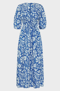 Agnata Midi Dress - Sidra Floral Print - Blue