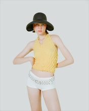 Load image into Gallery viewer, June Capeline - Biscuit Straw/Yellow Elastic Band
