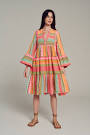 Ella Dress Short - Multi Neon. Pink Orange